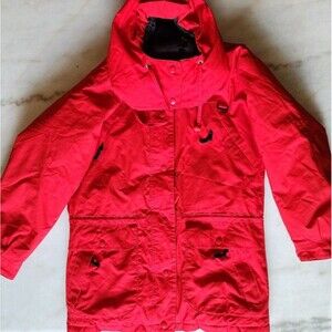Vintage 90s Eddie Bauer Womens Med Red Goose Down Gore-tex Hooded Jacket Coat